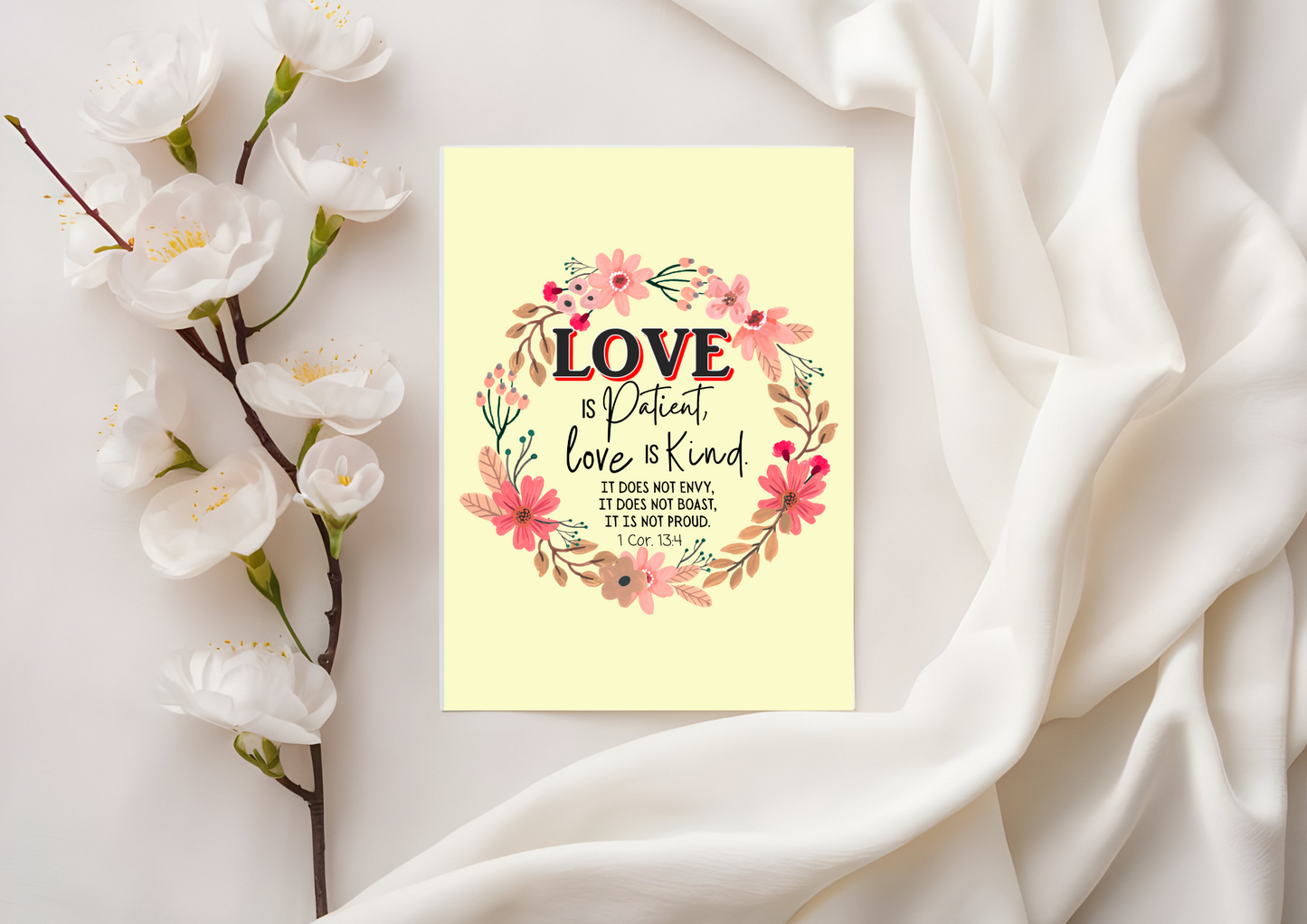 Scripture Card - 1 Corinthians 13:4-8 - Love is Patient, Love is Kind.......