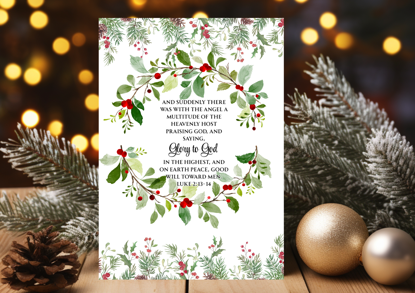 Christmas Card - Heavenly Host Praising God Luke 2:13-14