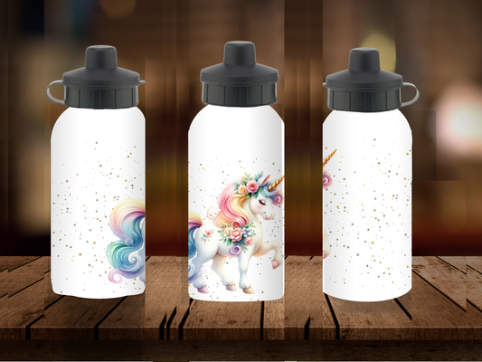 600ml Aluminium Water Bottle - Unicorn
