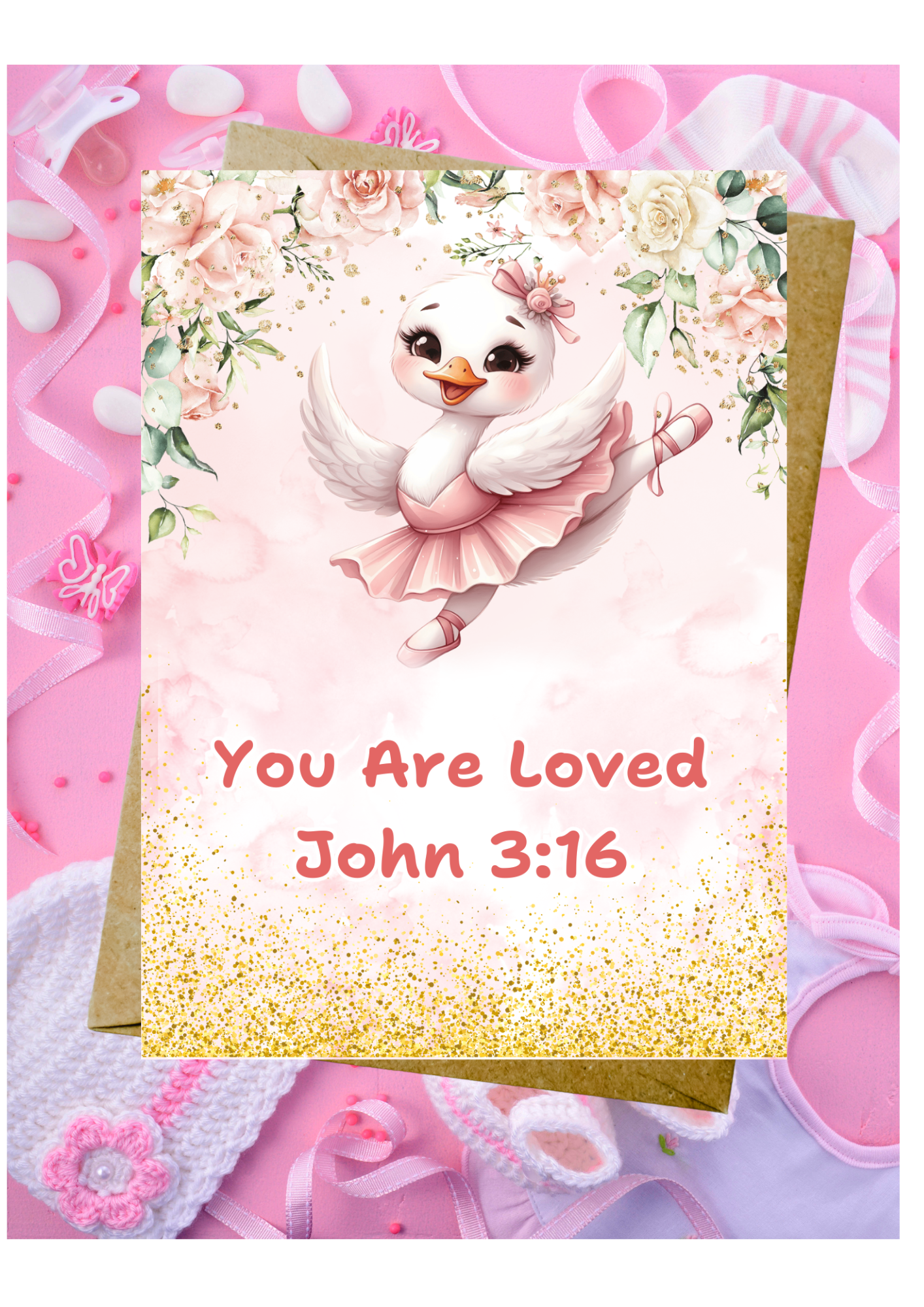 New Baby Daughter Card - John 3:16 You Are Loved