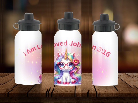 600ml Aluminium Water Bottle - I Am Loved John 3:16