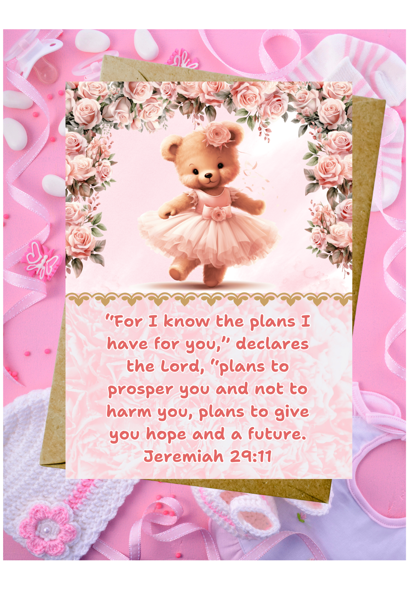 New Baby Daughter Card - For I Know The Plans I Have For You Jeremiah 29:11