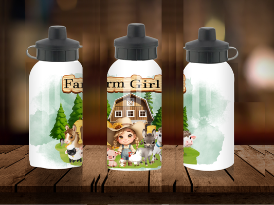 600ml Aluminium Water Bottle - Farm Girl