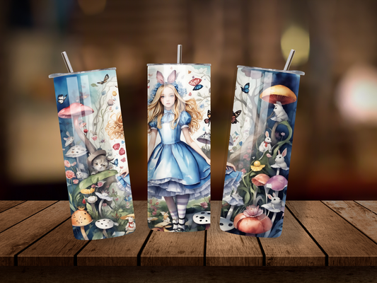 20oz Thermal Stainless Steel Tumbler & Straw, Alice In Garden