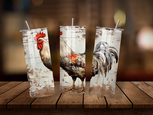 20oz Thermal Stainless Steel Tumbler & Straw, Chicken