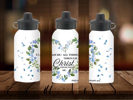 600ml Aluminium Water Bottle - I Can Do All Things Through Christ Philippians 4:13