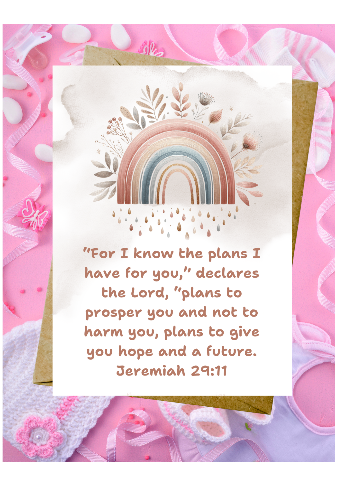 New Baby Daughter Card - For I Know The Plans I Have For You Jeremiah 29:11