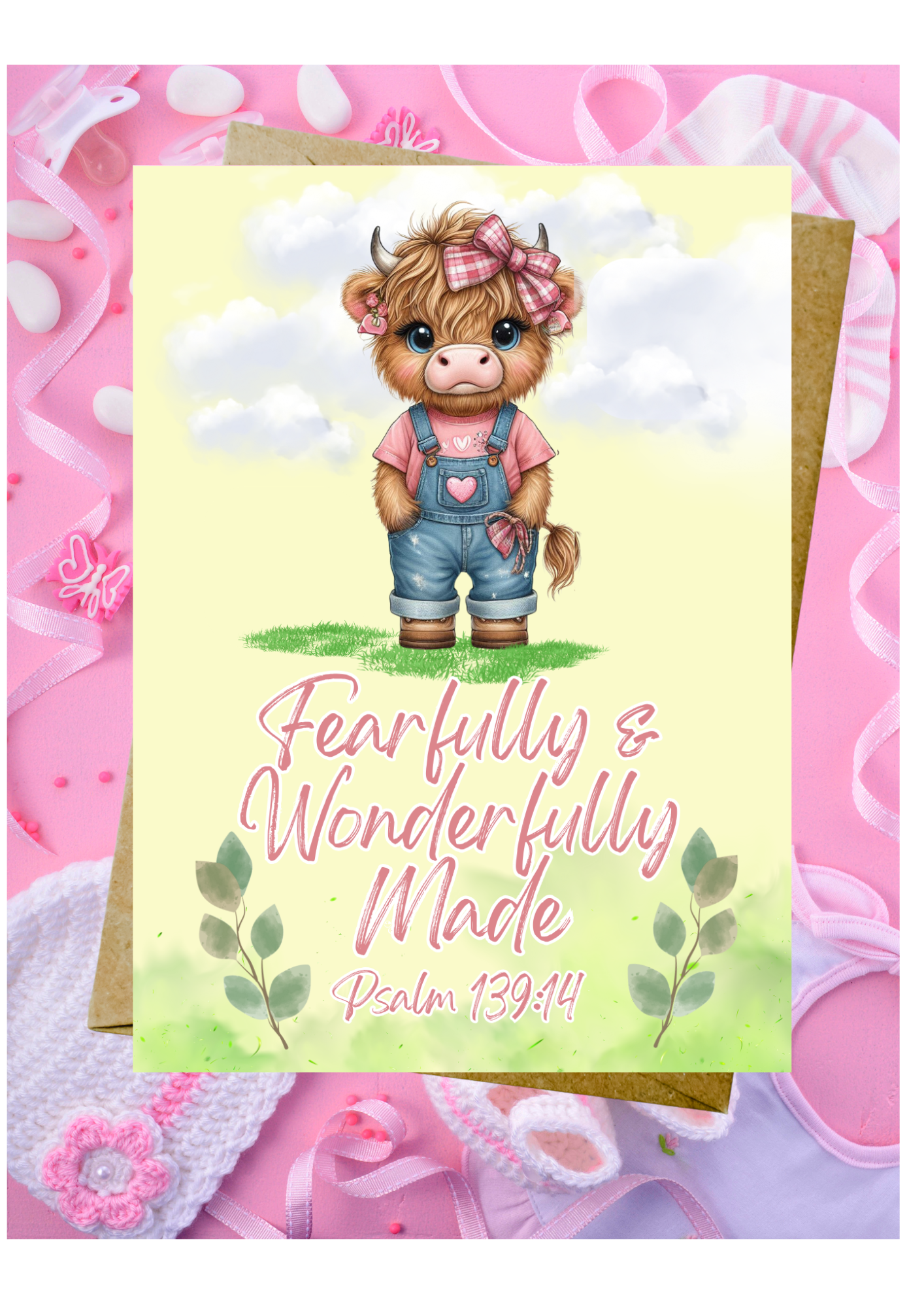 New Baby Daughter Card - Psalm 139:14 - Fearfully & Wonderfully Made