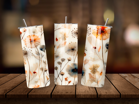 20oz Thermal Stainless Steel Tumbler & Straw, Rustic Floral