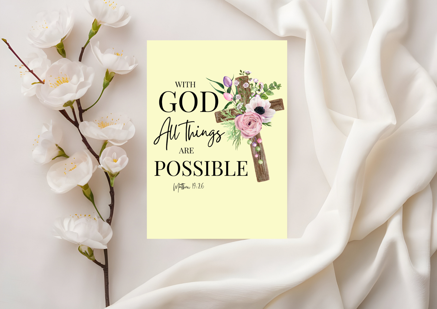 Scripture Card - Matthew 19:26 - ...“With men this is impossible, but with God all things are possible.”...