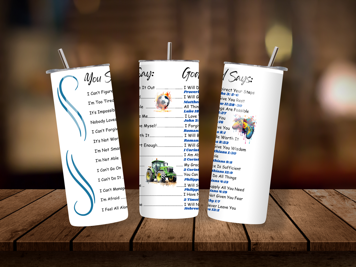 20oz Thermal Stainless Steel Tumbler & Straw, Boys: You Say God Says