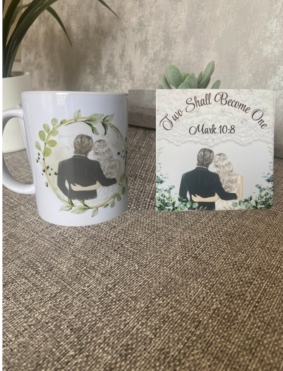 Two Shall Become One Mark 10:8 Mug & Coaster Set