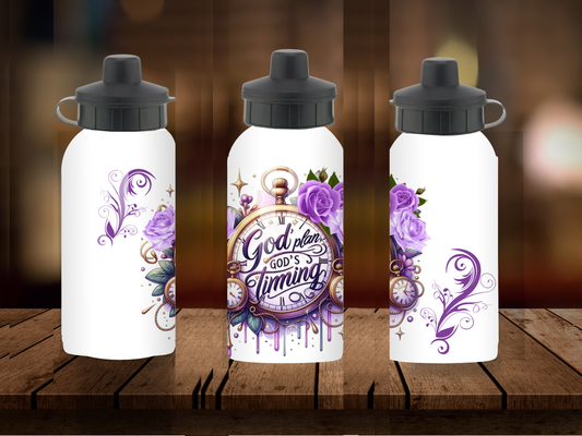 600ml Aluminium Water Bottle - God's Plan, God's Timing