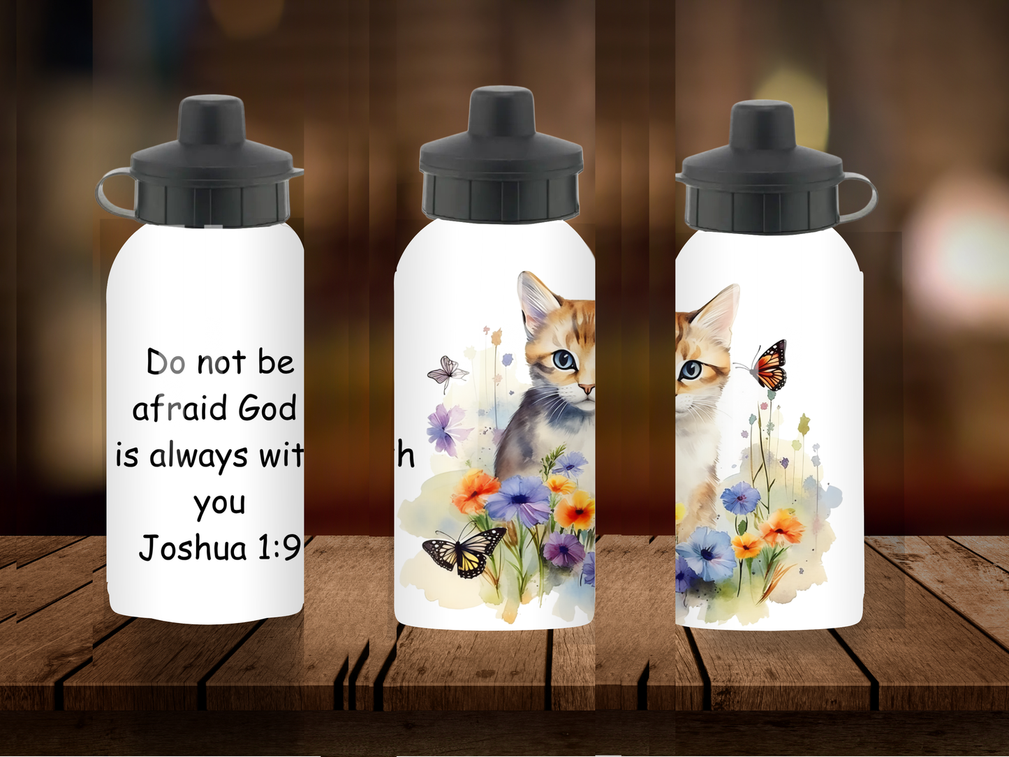 600ml Aluminium Water Bottle - Do Not Be Afraid God Is Always With You Joshua 1:9