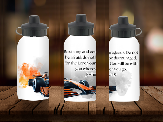 600ml Aluminium Water Bottle - Be Strong & Courageous Joshua 1:9
