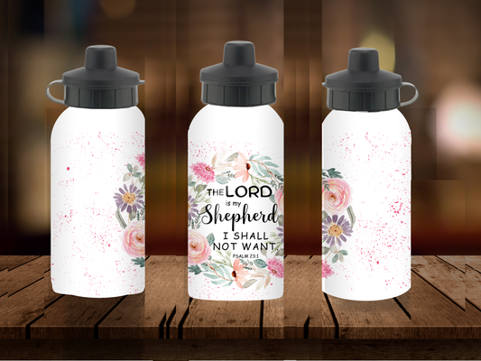 600ml Aluminium Water Bottle - The Lord Is My Shepherd Psalm 23:1