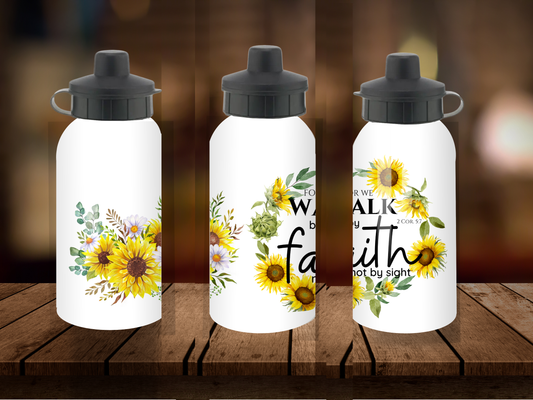 600ml Aluminium Water Bottle - Walk By Faith Not By Sight 2 Corinthians 5:7
