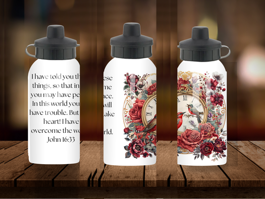 600ml Aluminium Water Bottle -In Me You May Have Peace John 16:33