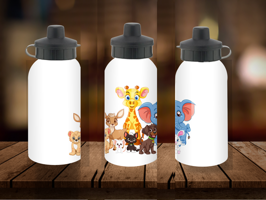600ml Aluminium Water Bottle - Animals