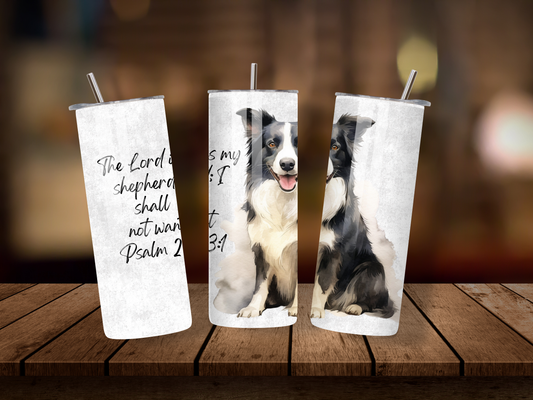 20oz Thermal Stainless Steel Tumbler & Straw, The Lord Is My Shepherd Psalm 23:1