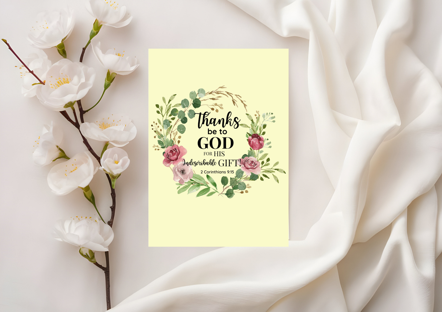 Scripture Card - Thanks be to God for his indescribable gift! 2 Corinthians 9:15