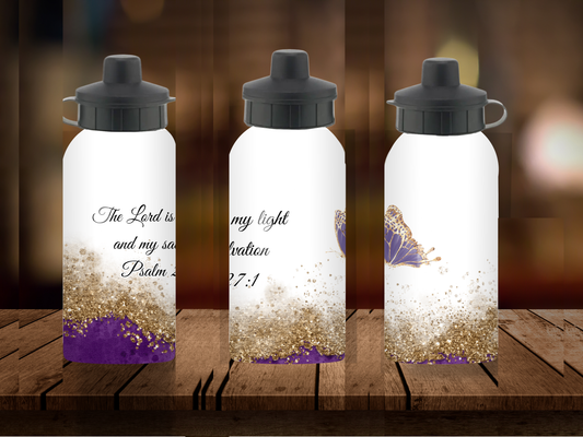 600ml Aluminium Water Bottle - The Lord Is My Light & My Salvation Psalm 27:1