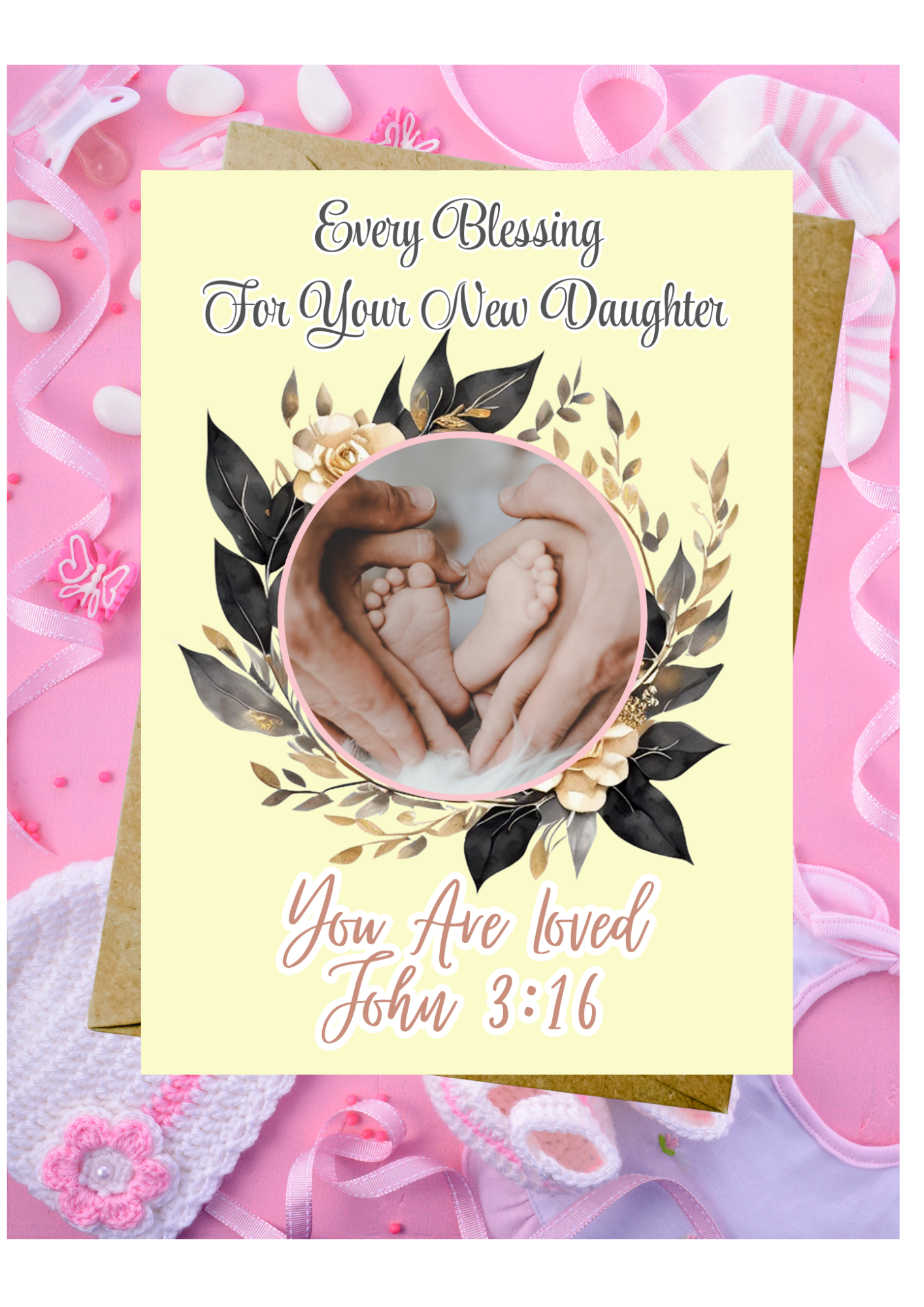 New Baby Daughter Card - John 3:16 You Are Loved