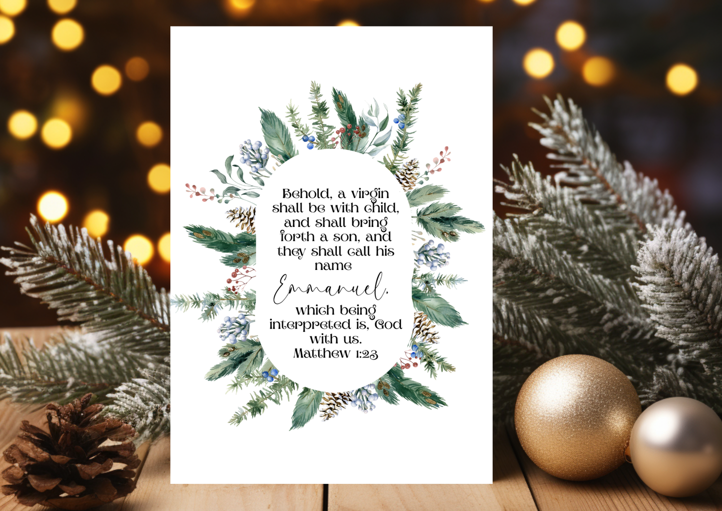 Christmas Card - Behold a virgin shall be with child - Emmanuel Matthew 1:23