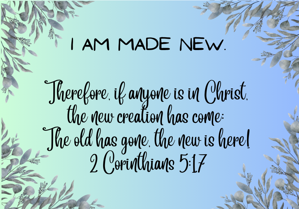 30 Bible Affirmation Cards Blue Pastel Leaf Style
