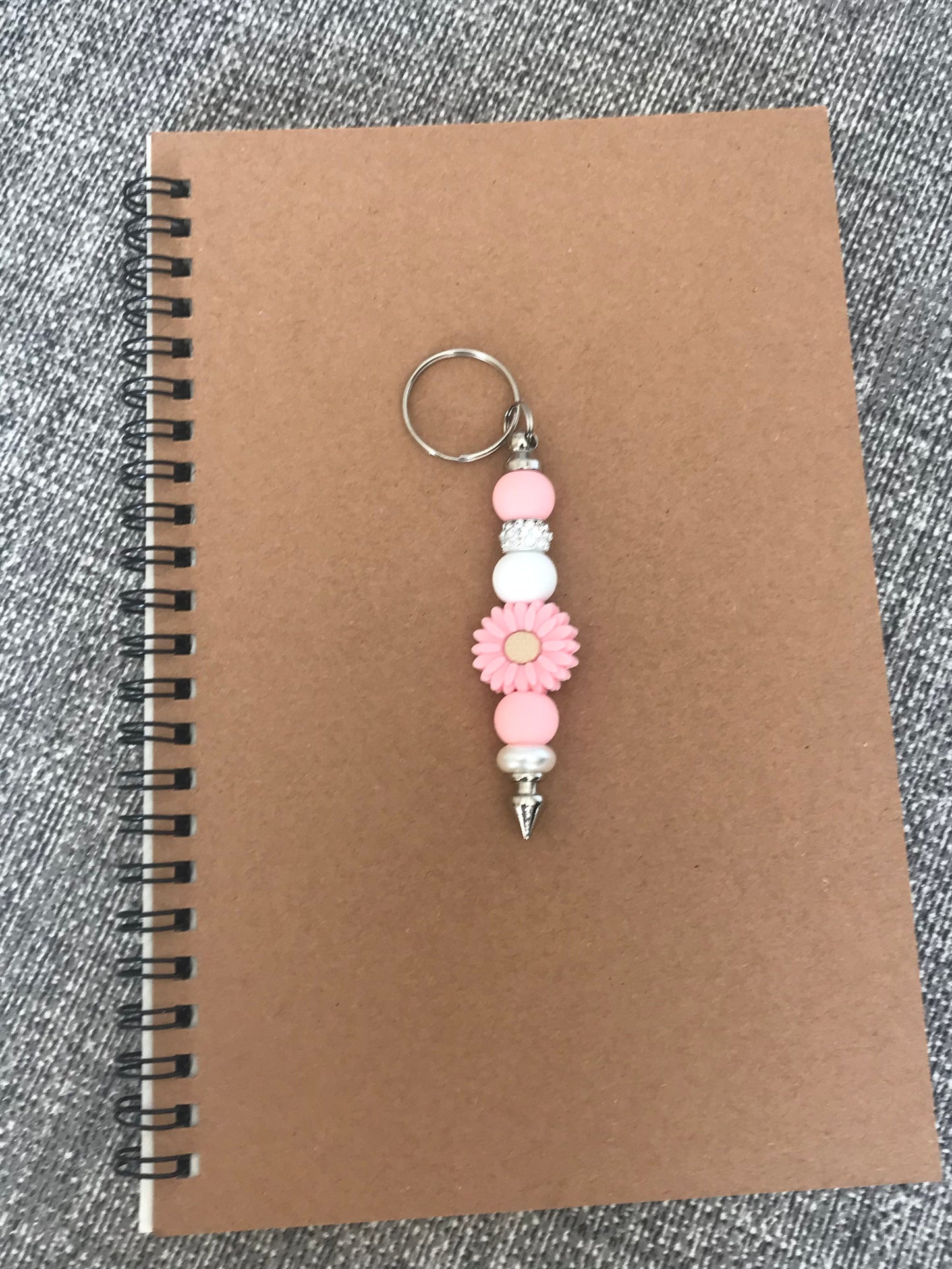 Pink Sunflower Rhinestone Keychain