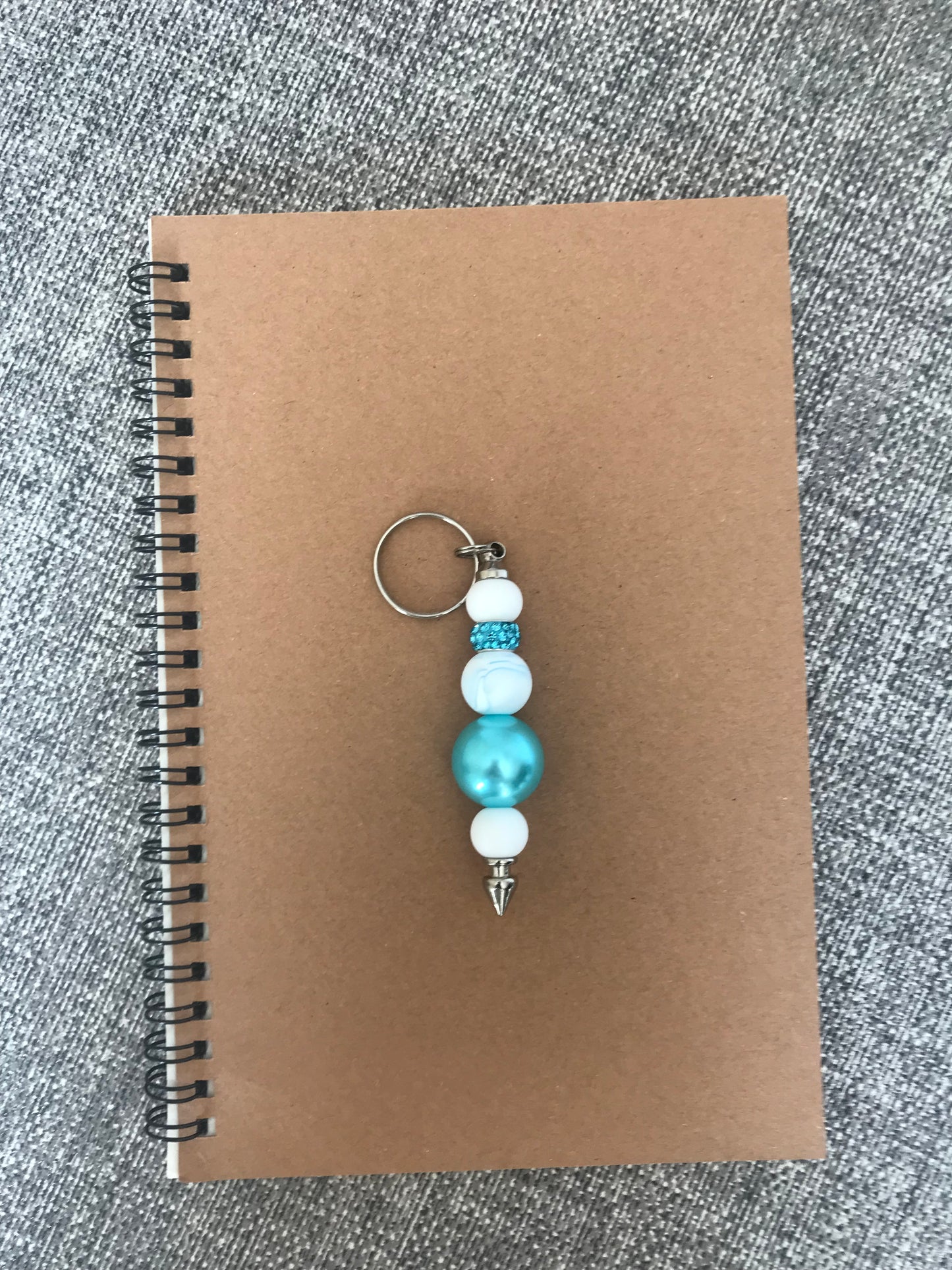 Sky Blue Marbled Rhinestone Keychain