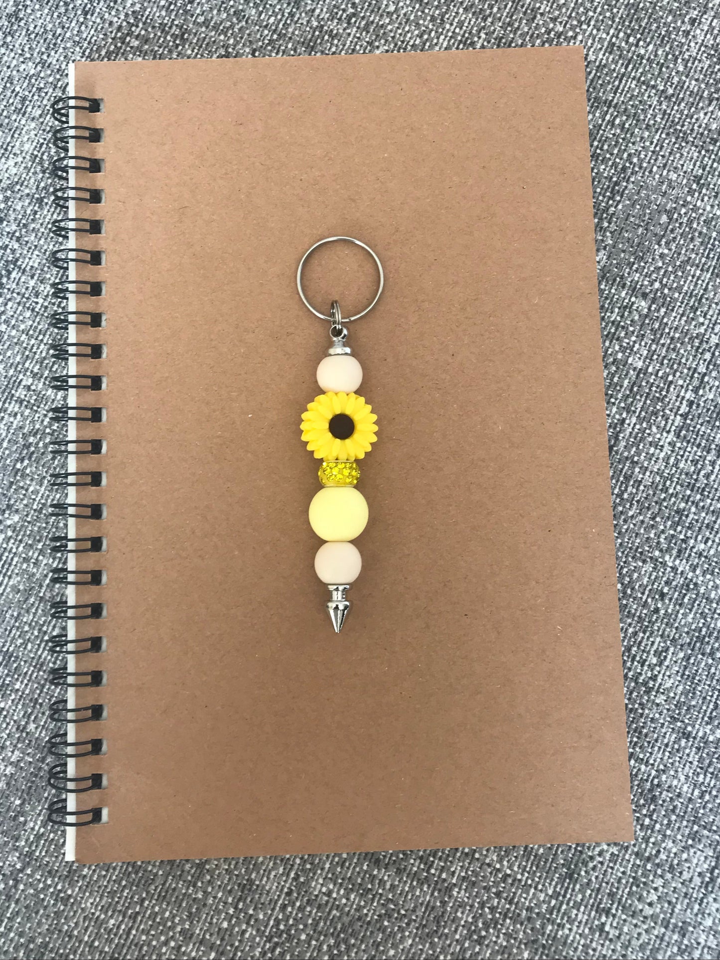 Sunflower Rhinestone Beaded Keychain