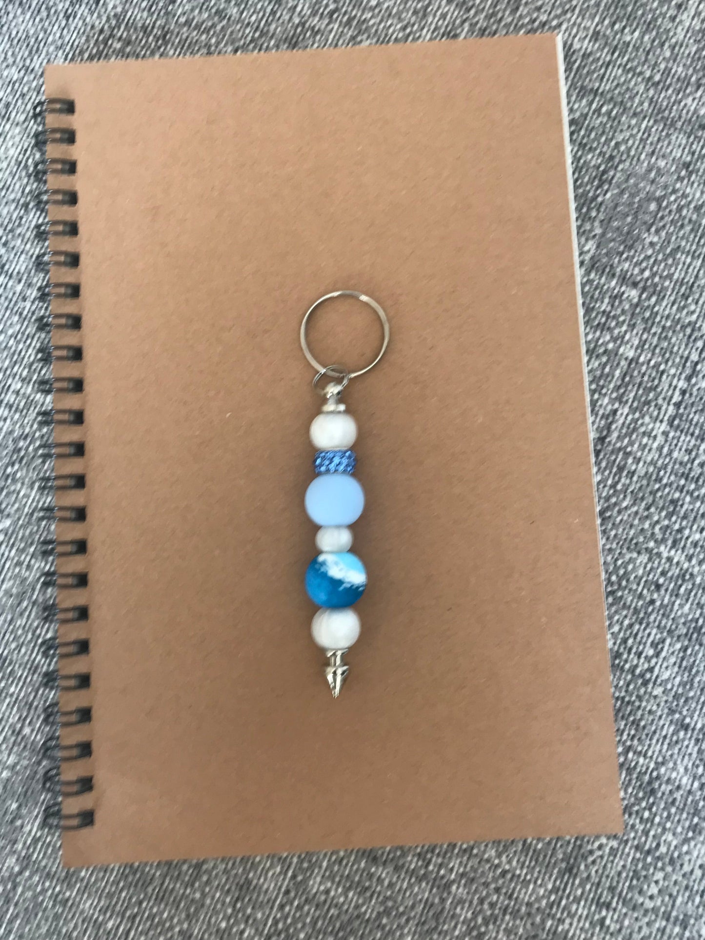 Blue Marbled Rhinestone Keychain