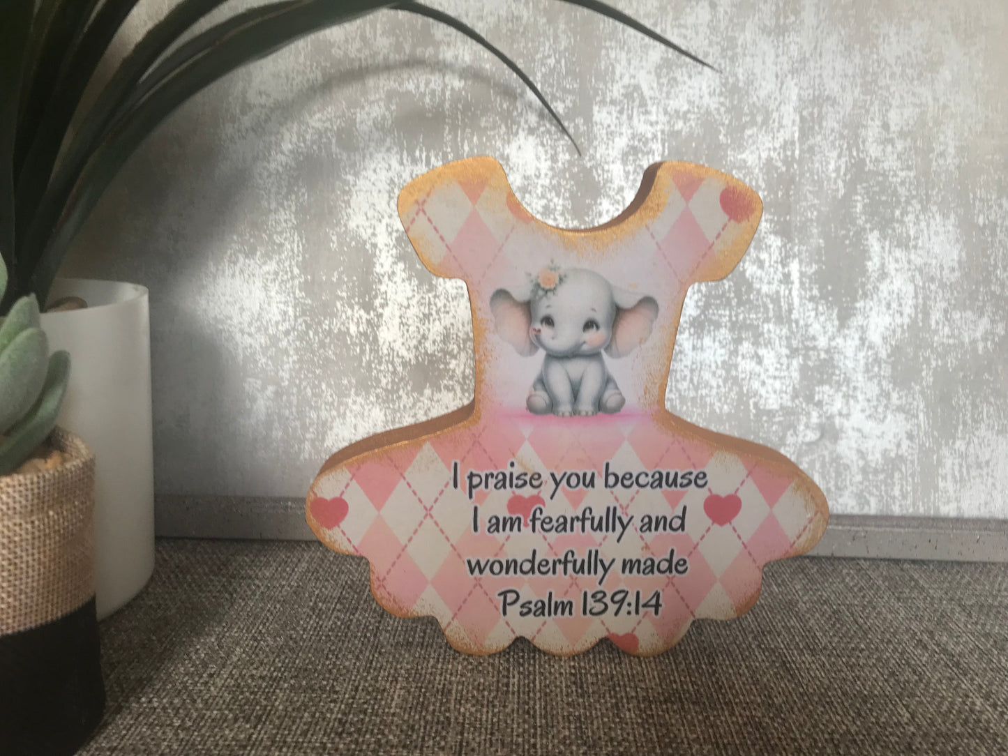 Fearfully & Wonderfully Made Psalm 139:14 Wooden Ballerina Shape Freestanding Plaque 15x14.5cm