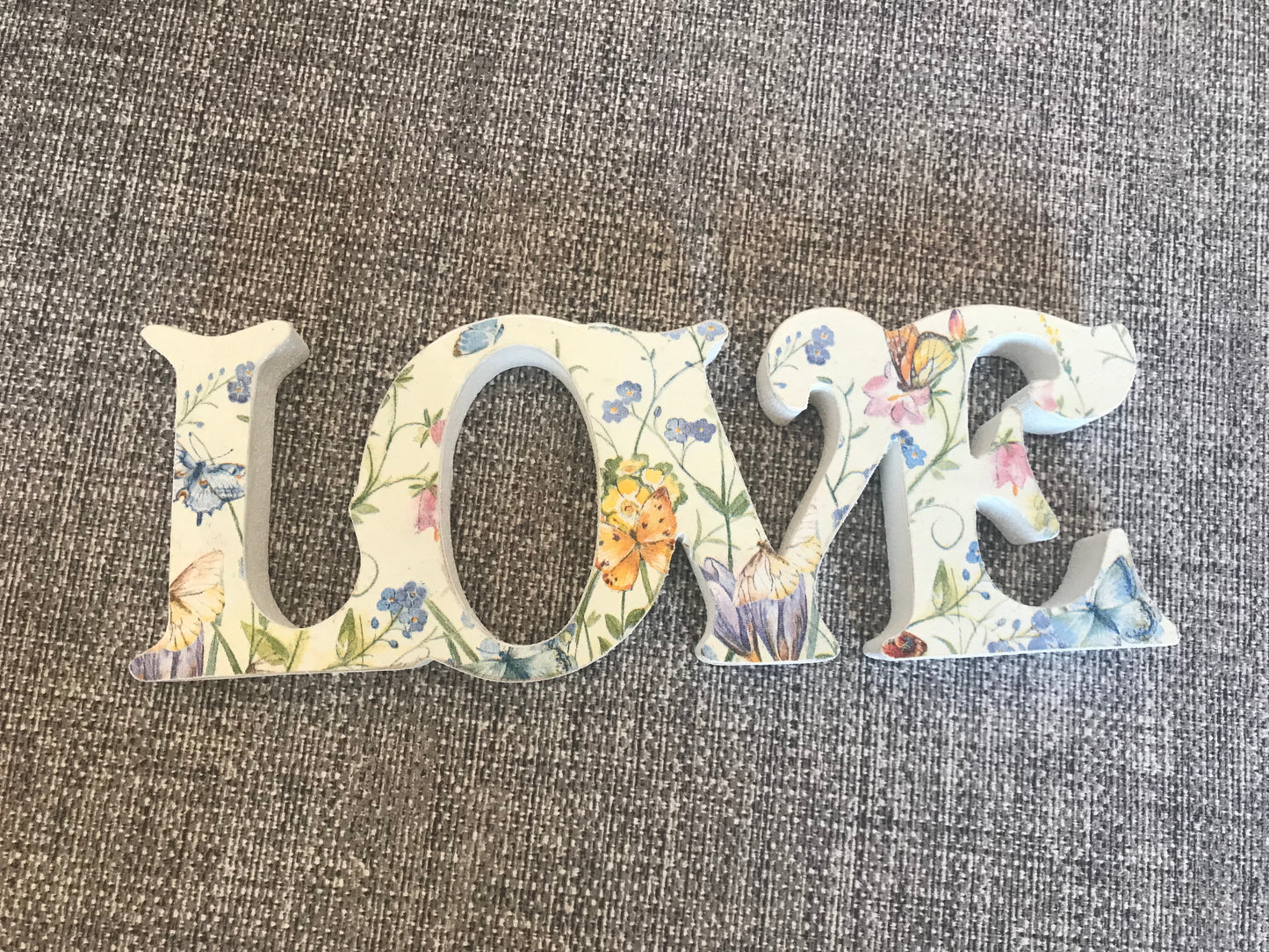 Love Wooden Word Shape Freestanding Plaque 22x8cm wildflower