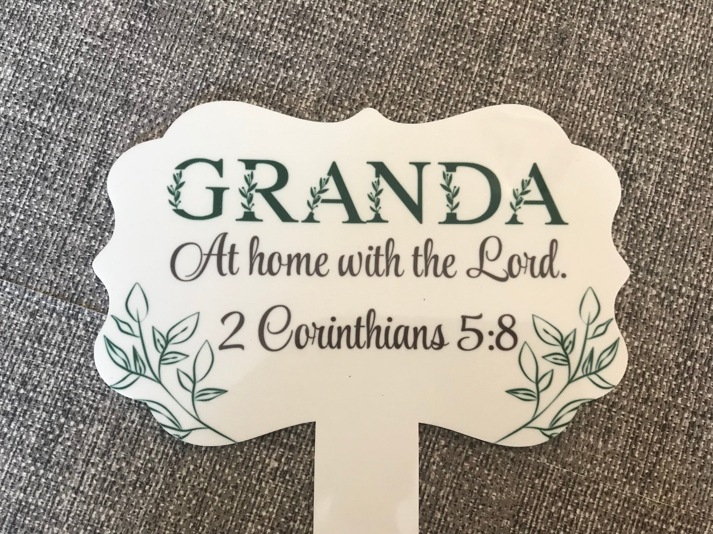 Plaque Grave Marker 17x24cm - Granda At Home with the Lord 2 Corinthians 5:8