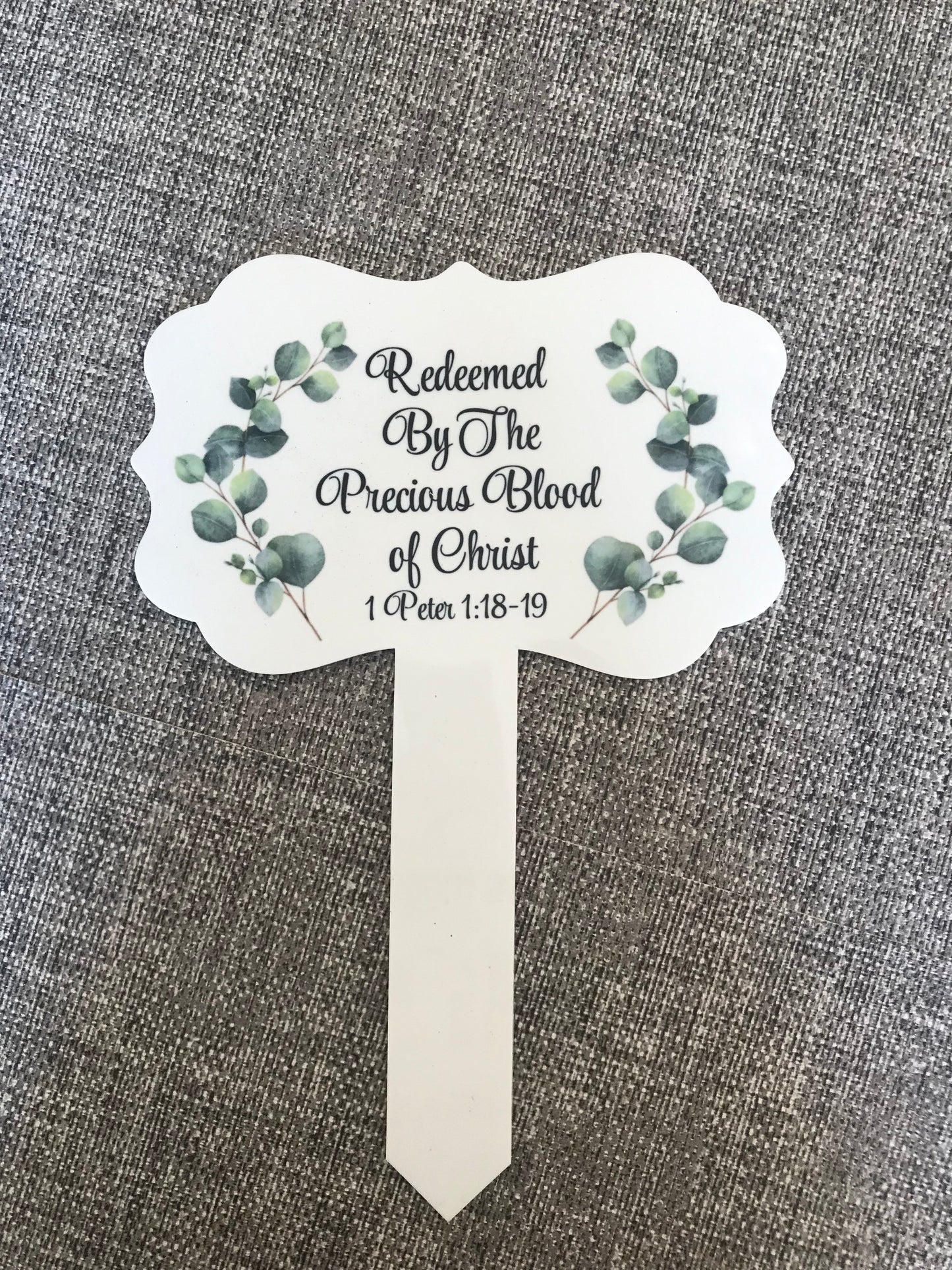 Plaque Grave Marker 17x24cm - Redeemed By The Precious Blood of Christ 1 Peter 1:18-19