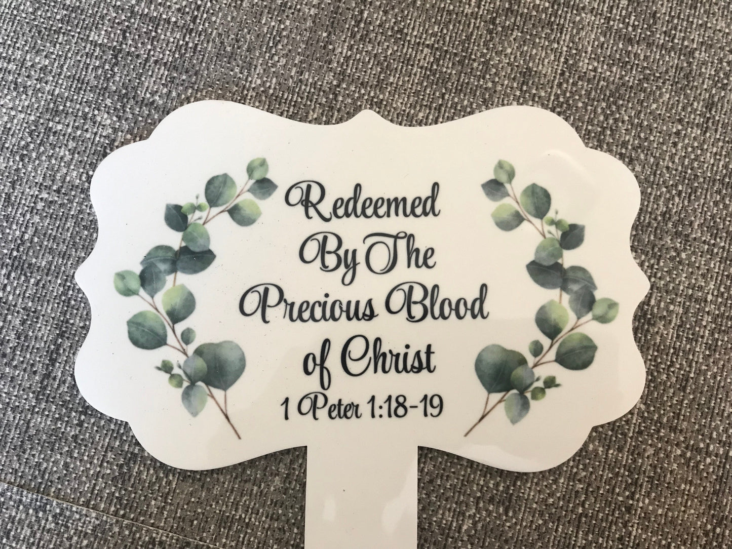 Plaque Grave Marker 17x24cm - Redeemed By The Precious Blood of Christ 1 Peter 1:18-19