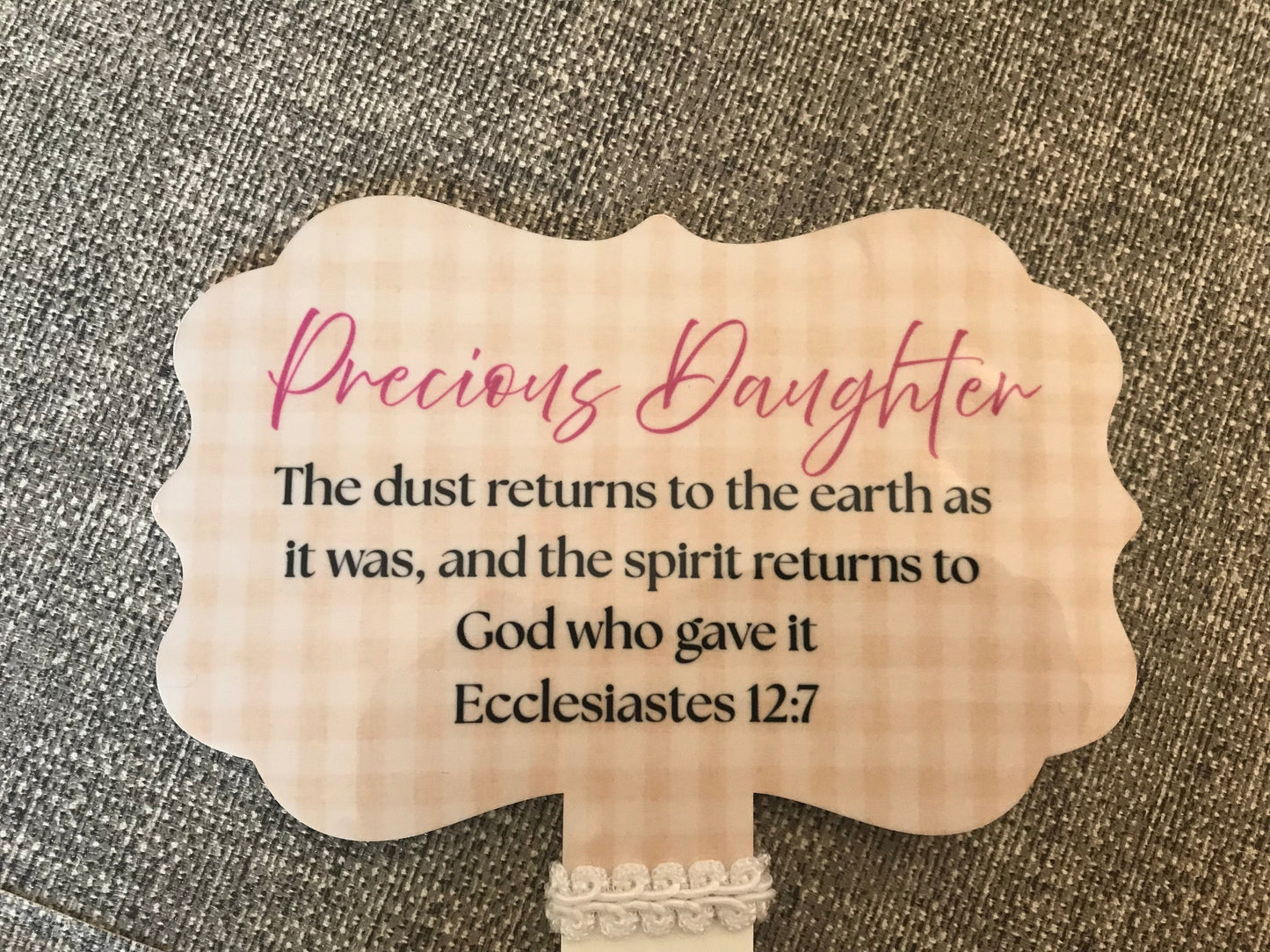 Plaque Grave Marker 17x24cm - The Spirit returns to God Ecc 12:7 Precious Daughter