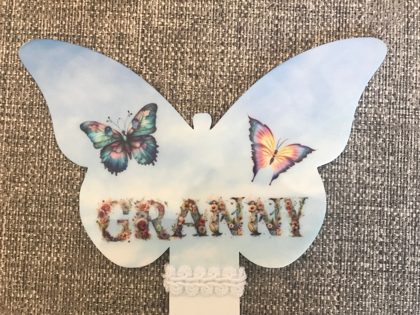 Butterfly Grave Marker 17x22.5cm Granny Floral