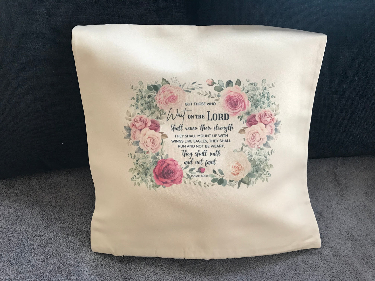 Cushion Cover 45x45cm Those Who Wait On The Lord Isaiah 40:31