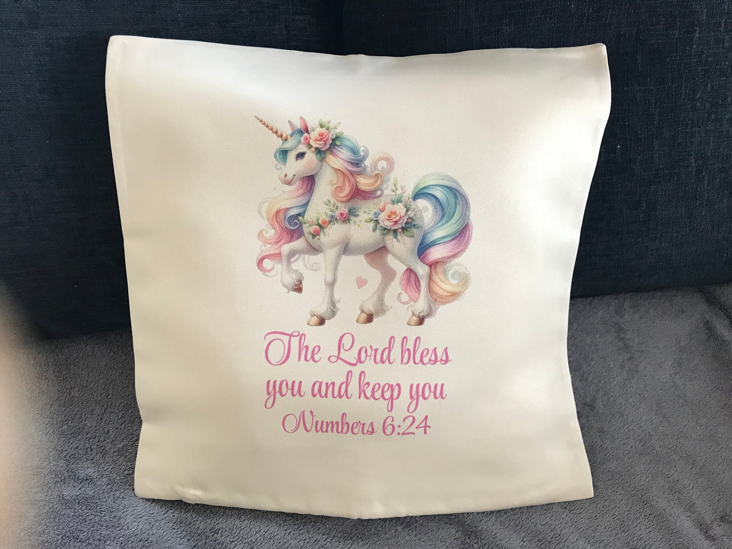 Cushion Cover 45x45cm The Lord Bless You and Keep You Numbers 6:24 Unicorn
