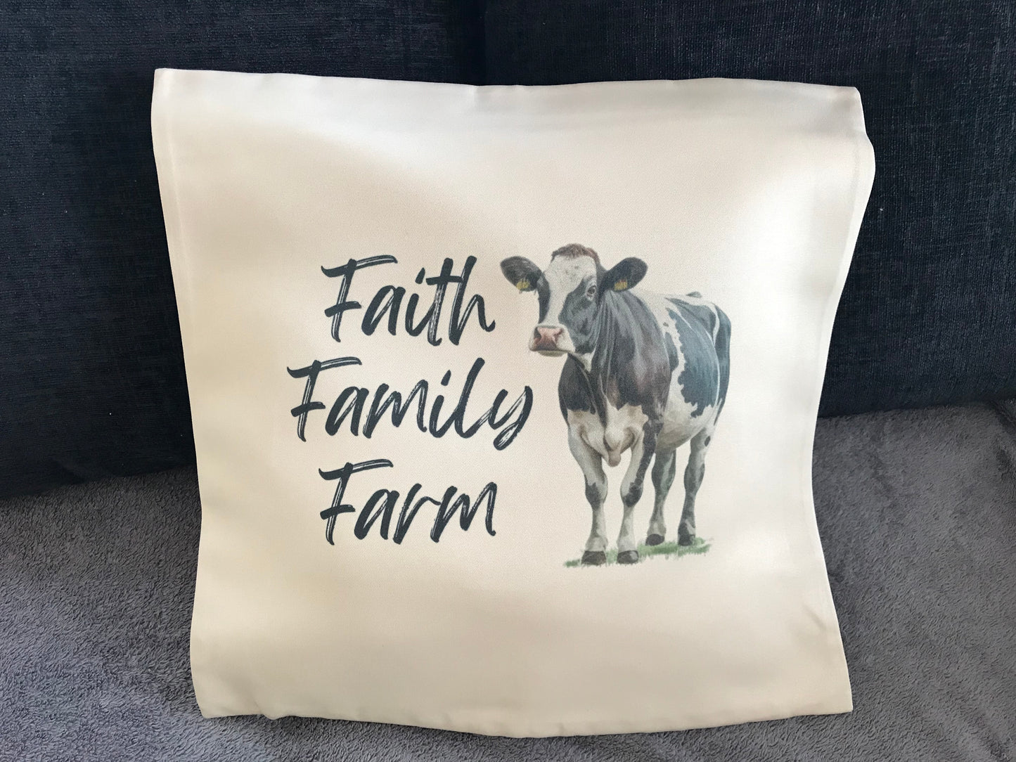 Cushion Cover 45x45cm Faith, Family, Farm Fresion Cow