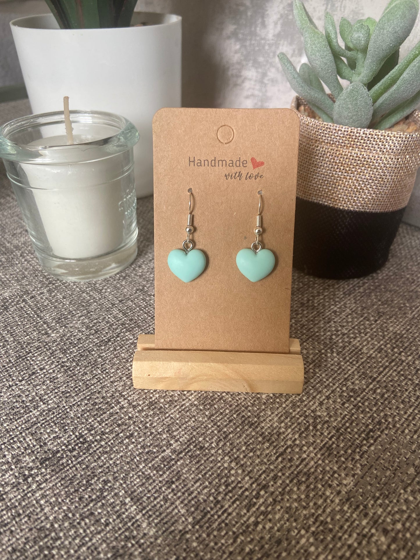 Resin Heart Silver Earring