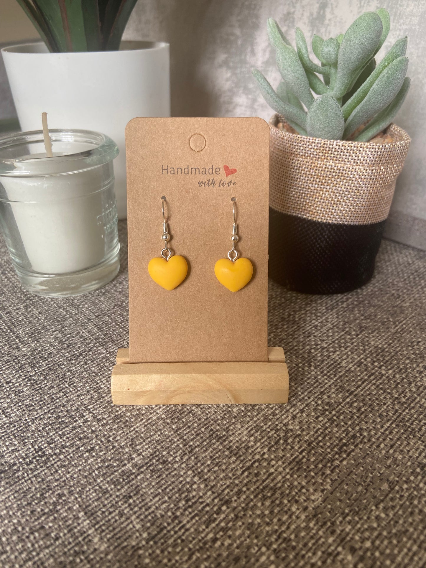 Resin Heart Silver Earring