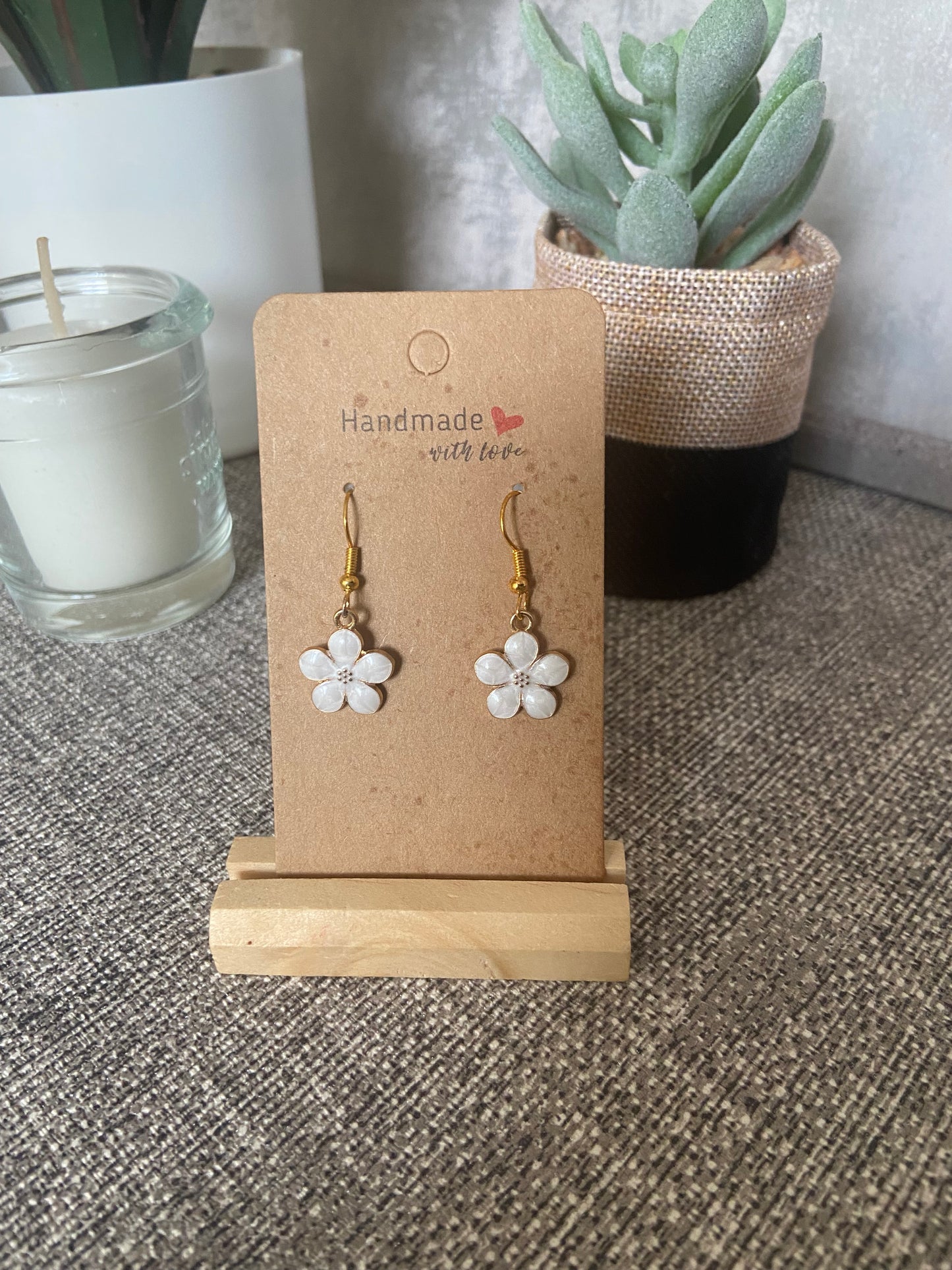Metal Floral Drop Gold Earrings - Variety Colours