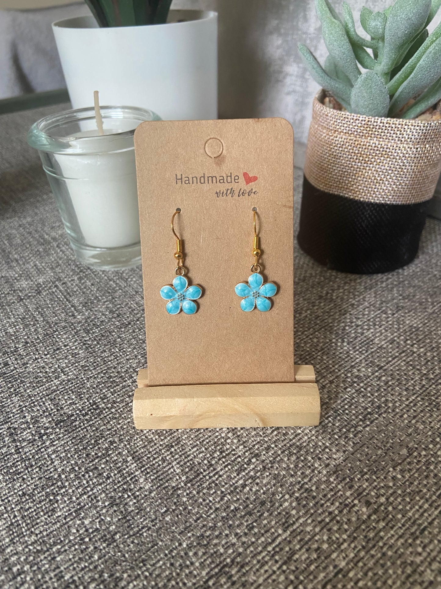 Metal Floral Drop Gold Earrings - Variety Colours