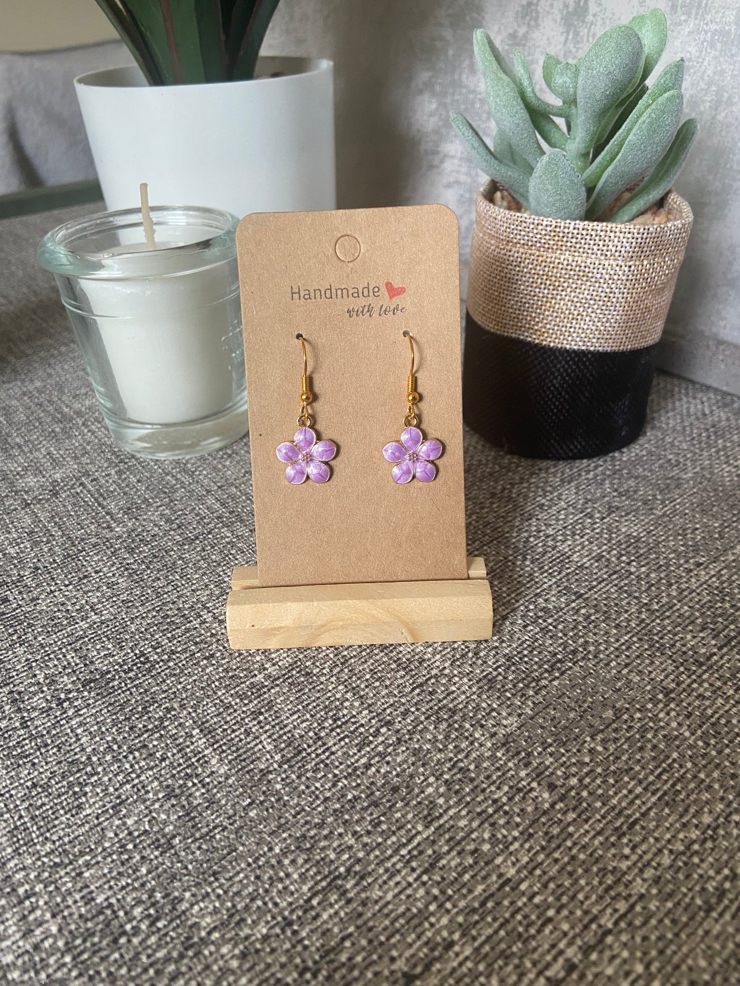 Metal Floral Drop Gold Earrings - Variety Colours