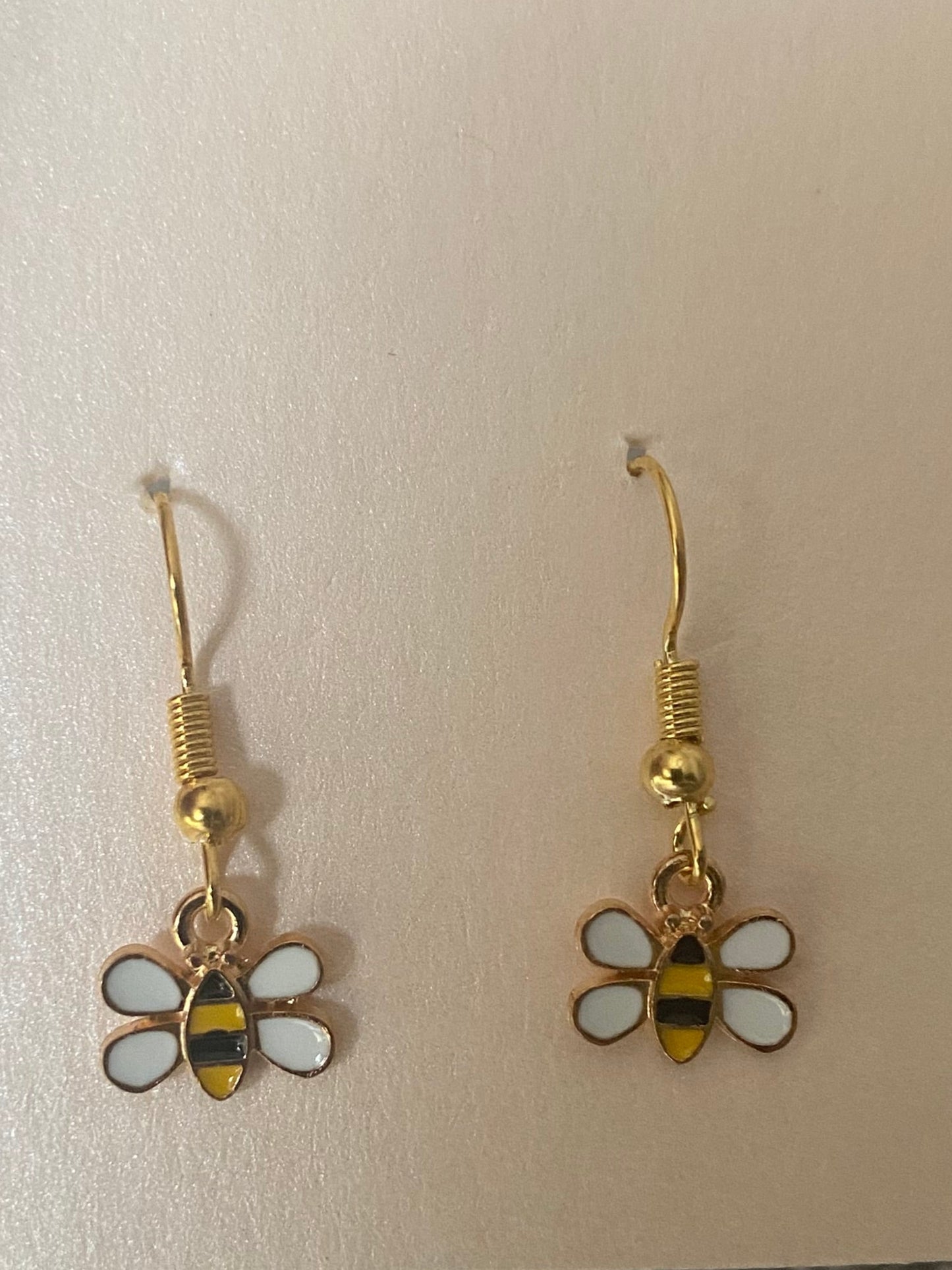 Small Bumble Bee Drop Gold Earrings