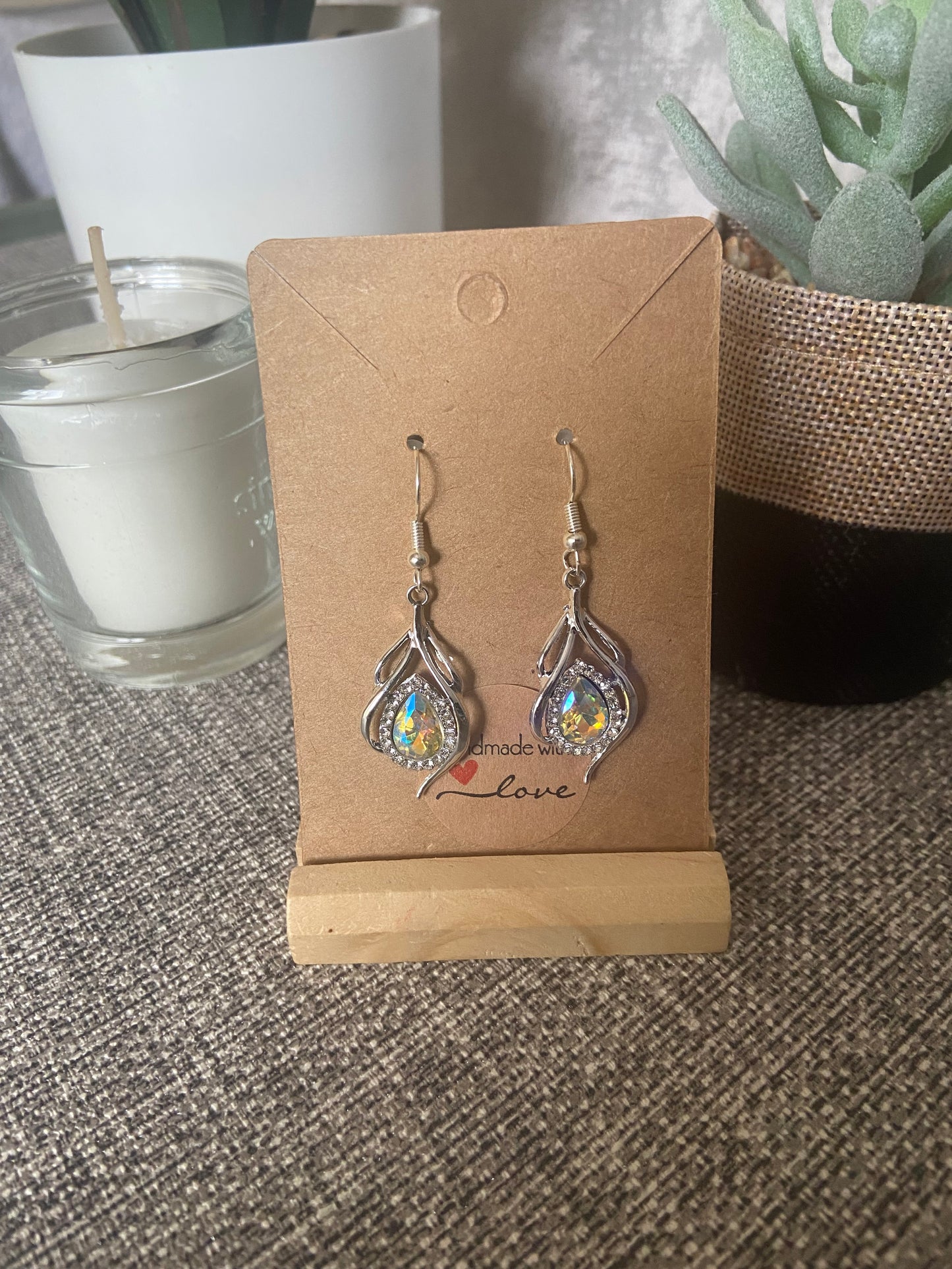 Leaf Droplet Silver Dazzling Earring